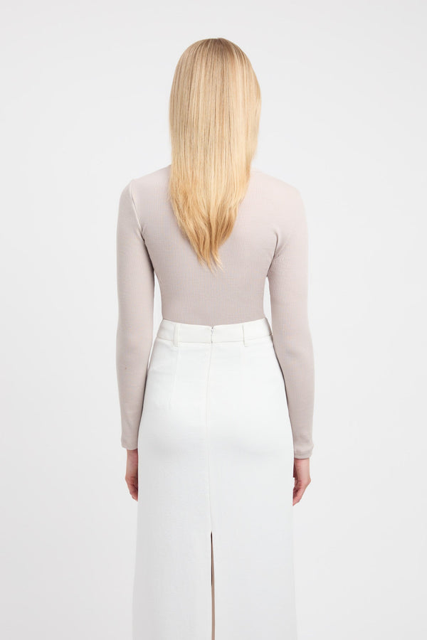 Kookai Merino Wool Crew Neck Top Silver Grey