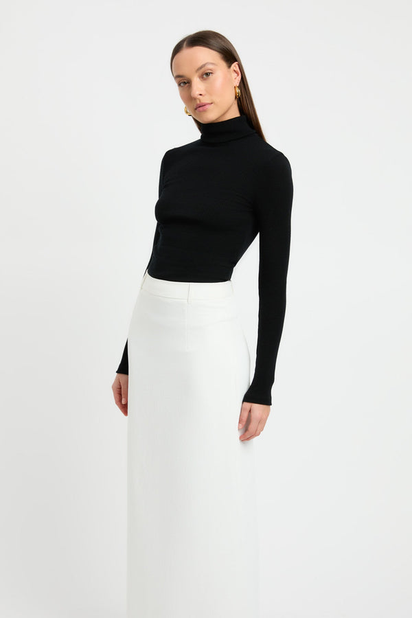 Kookai Merino Wool Turtleneck Top Black