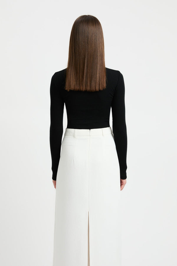 Kookai Merino Wool Turtleneck Top Black