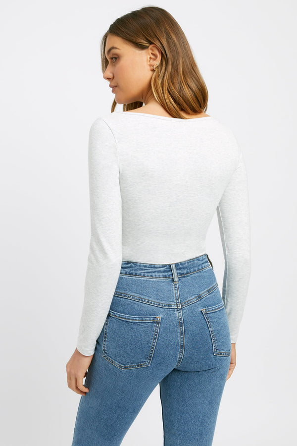 Kookai Mia Boat Long Sleeve Top Light Grey Marle