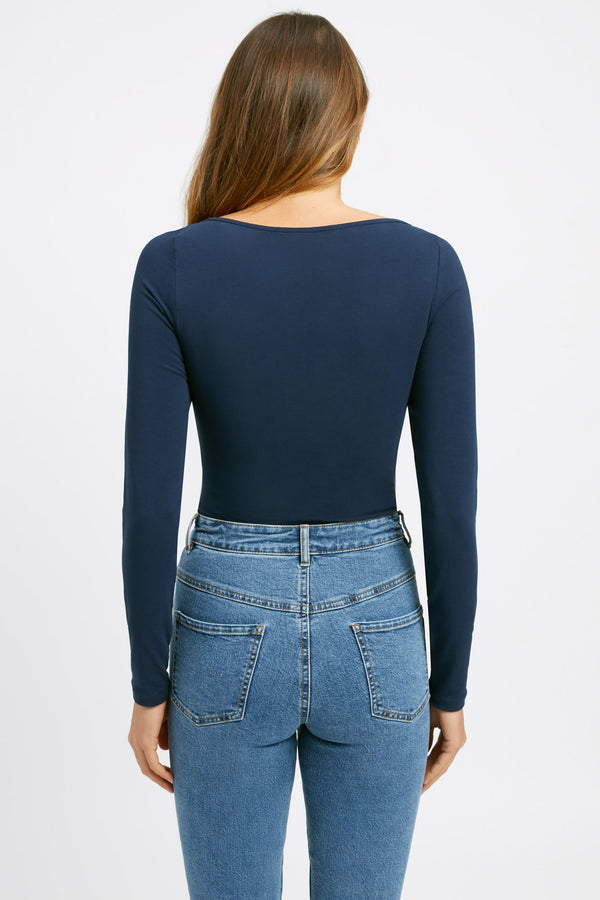 Kookai Mia Boat Long Sleeve Top Navy