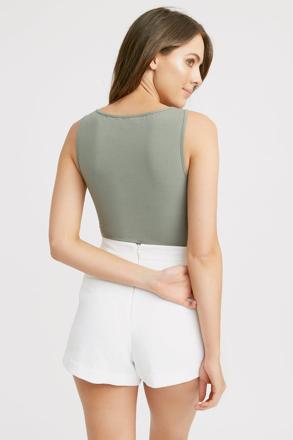 Kookai Mia Boat Neck Singlet Spring Moss