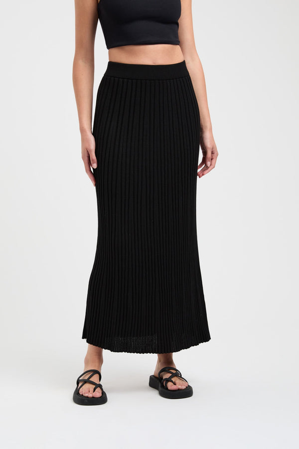 Kookai Mika Flared Midi Skirt Black