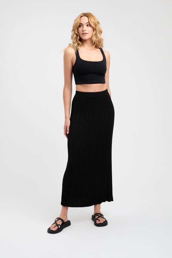 kookai Mika Flared Midi Skirt Black