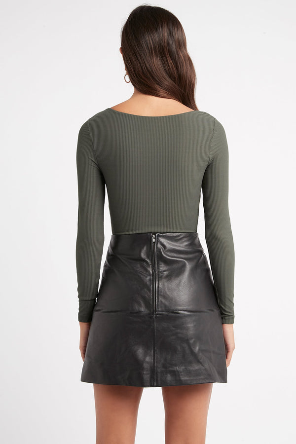 Kookai Mila Long Sleeve Bodysuit Deep Khaki