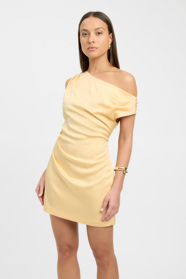 Kookai Milan Tuck Dress Butter Popcorn