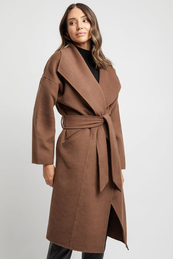 Kookai Milan Wrap Coat Chocolate