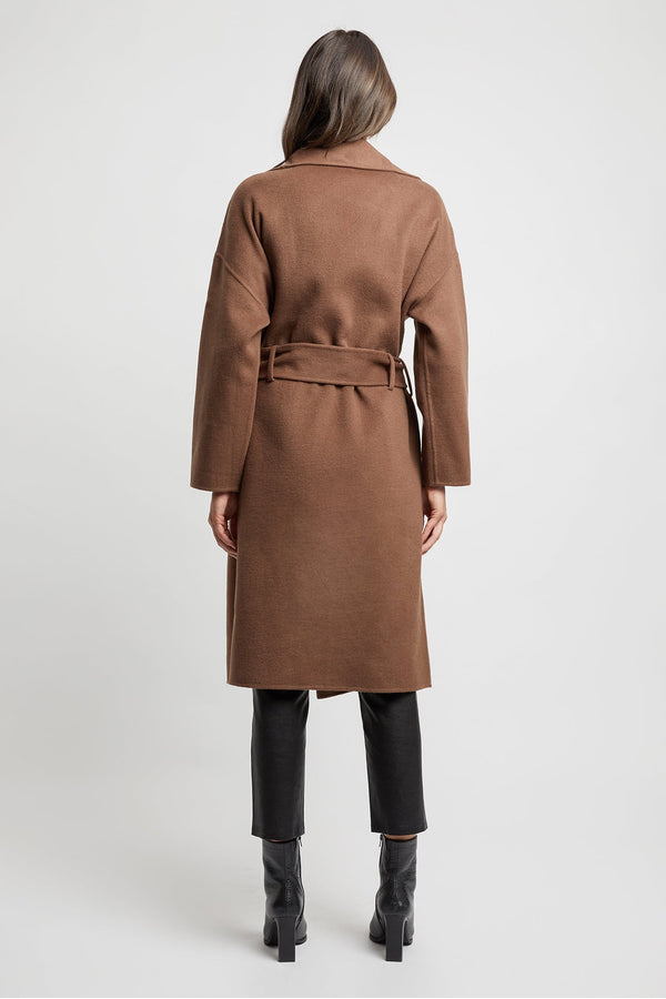 Kookai Milan Wrap Coat Chocolate