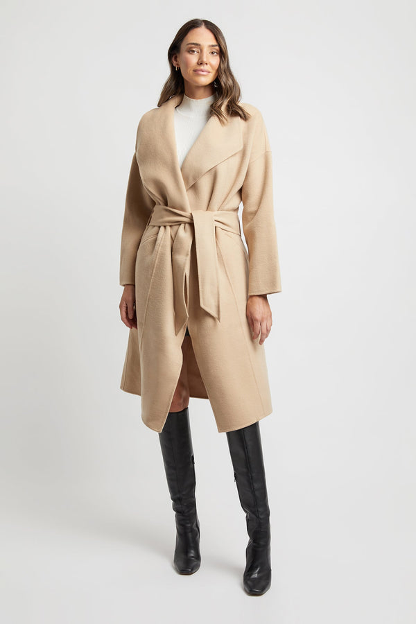 Kookai Milan Wrap Coat Walnut