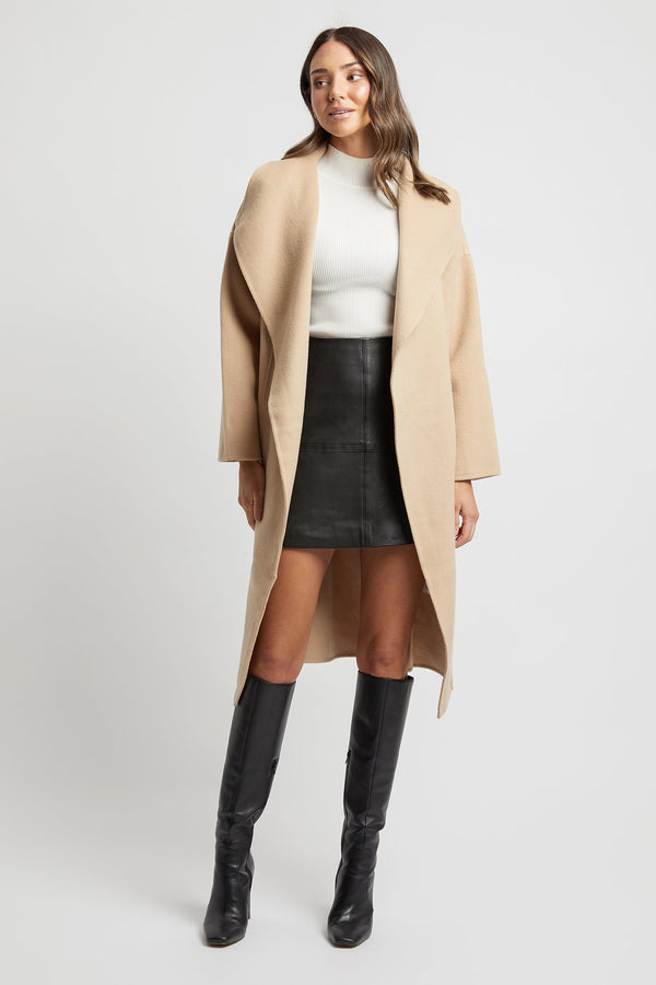 kookai Milan Wrap Coat Walnut