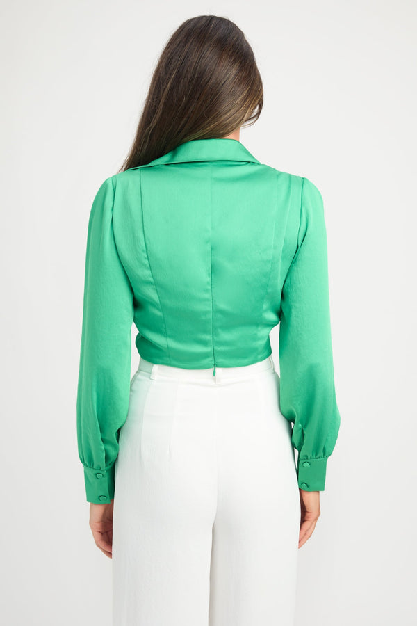 Kookai Milan Wrap Shirt Island Green