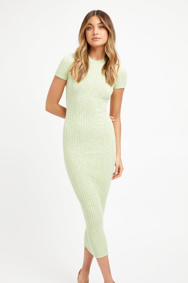Kookai Mimi Midi Tee Dress Lime Marle