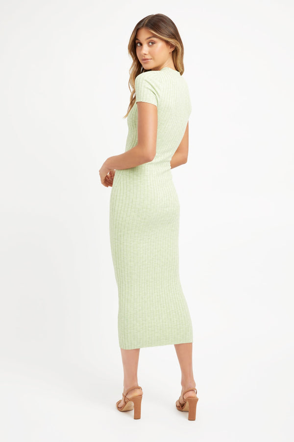 Kookai Mimi Midi Tee Dress Lime Marle
