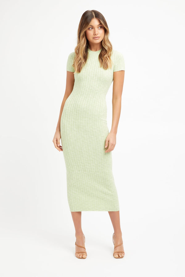 kookai Mimi Midi Tee Dress Lime Marle