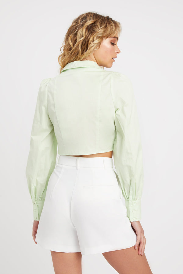 Kookai Monaco Knot Shirt Lime Cream