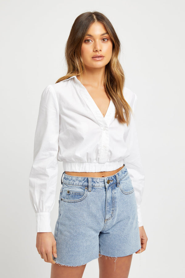 kookai Monaco Shirred Shirt White