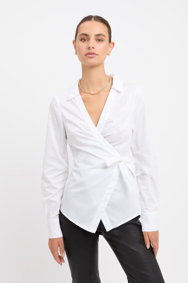 kookai Monaco Side Wrap Shirt White