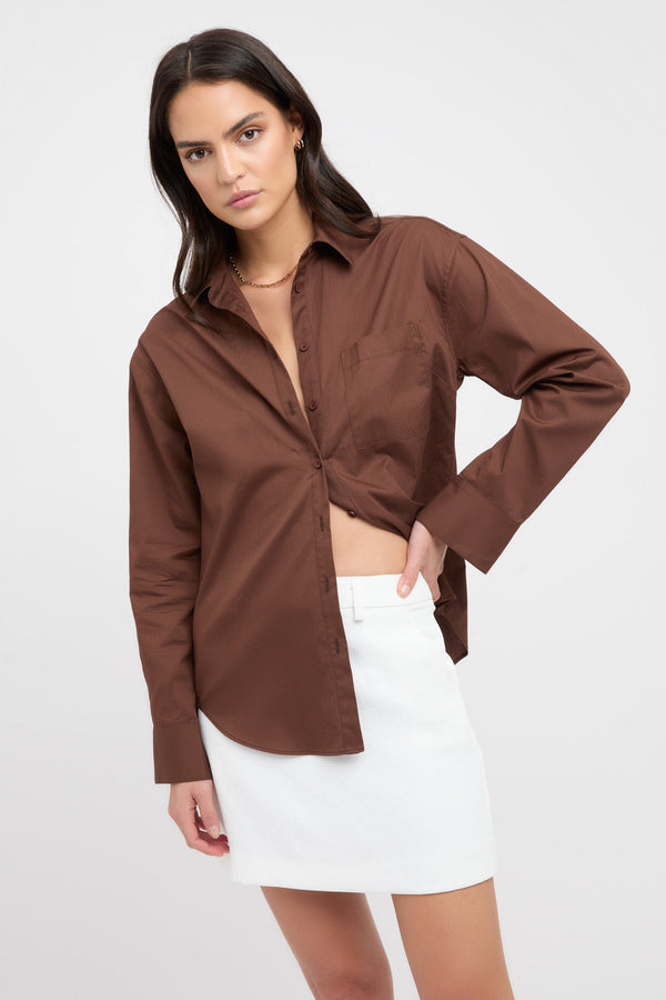 kookai Monaco Sunday Shirt Hot Chocolate