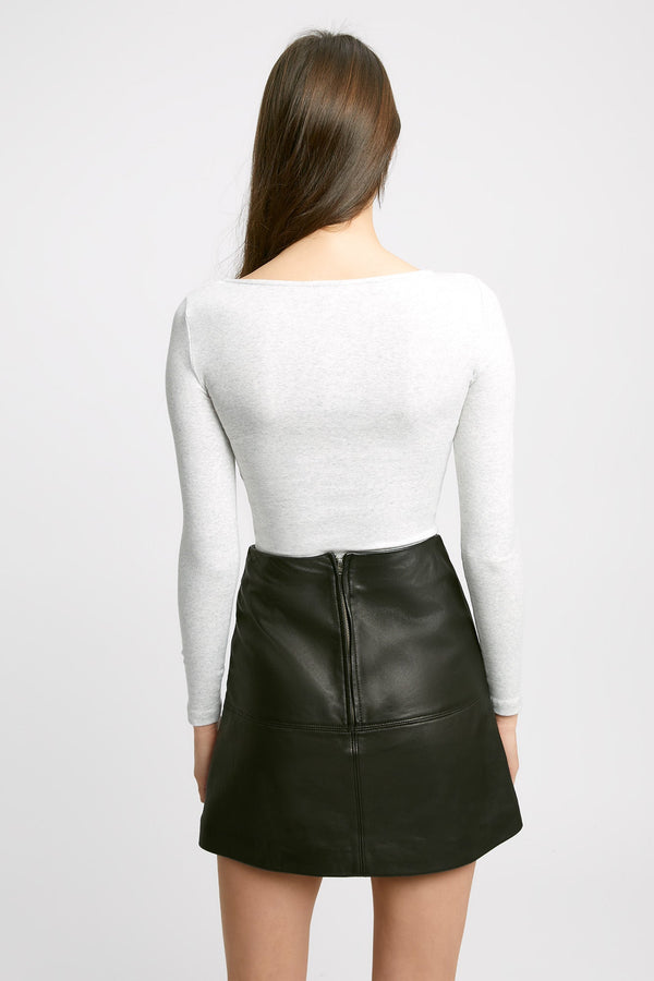 Kookai Monica Long Sleeve Top Light Grey Marle