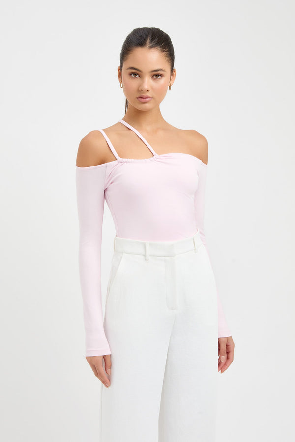 kookai Monique Off Shoulder Top Cool Pink