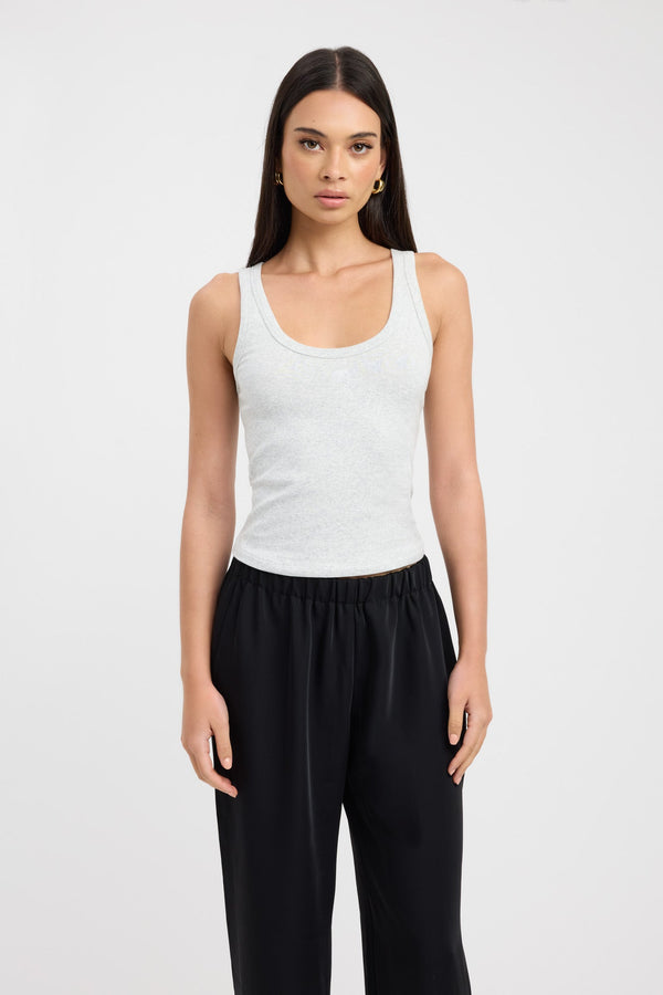 Kookai Monogram Scoop Tank Light Grey Marle