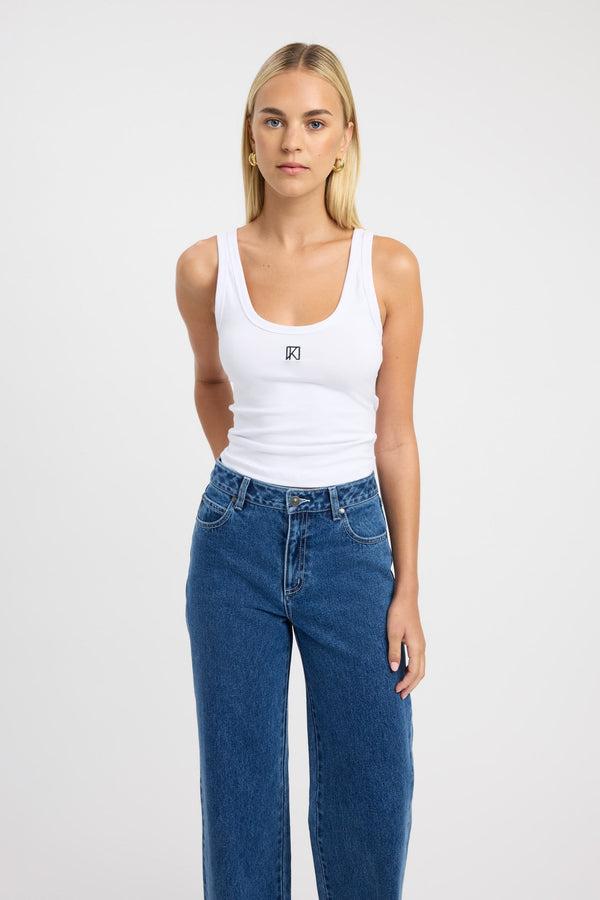 Kookai Monogram Scoop Tank White