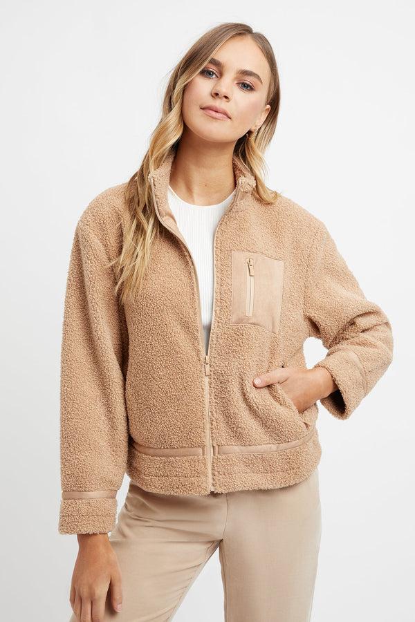 Kookai Montana Fleece Jacket Tan