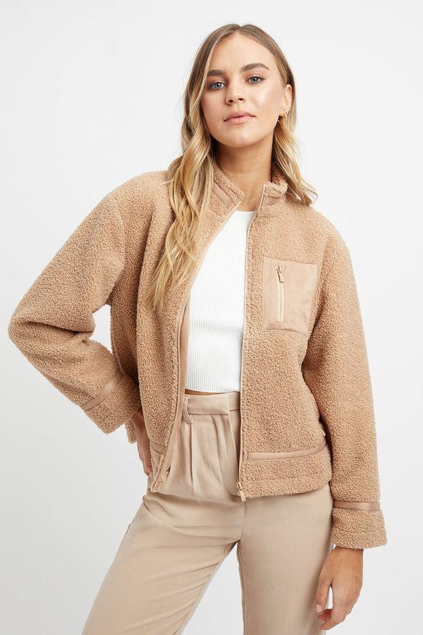 kookai Montana Fleece Jacket Tan