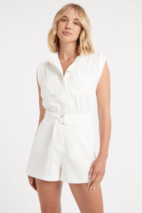 kookai Montmartre Belted Playsuit Natural White