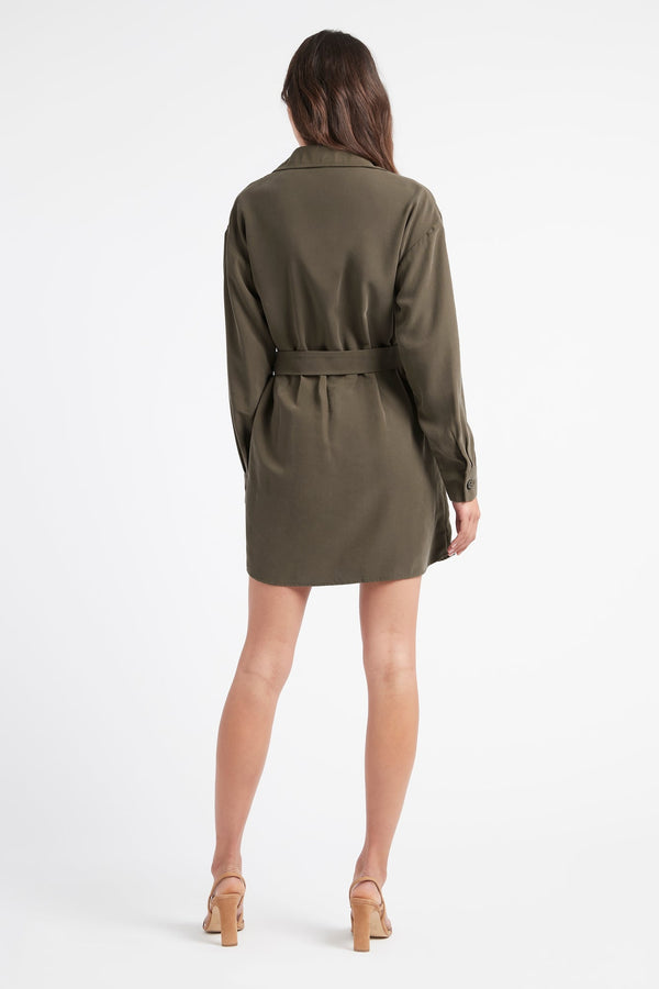 Kookai Montmartre Day Dress Dark Khaki