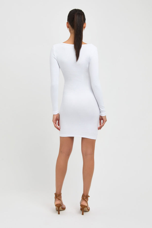 Kookai Nalla Bind Long Sleeve Dress White