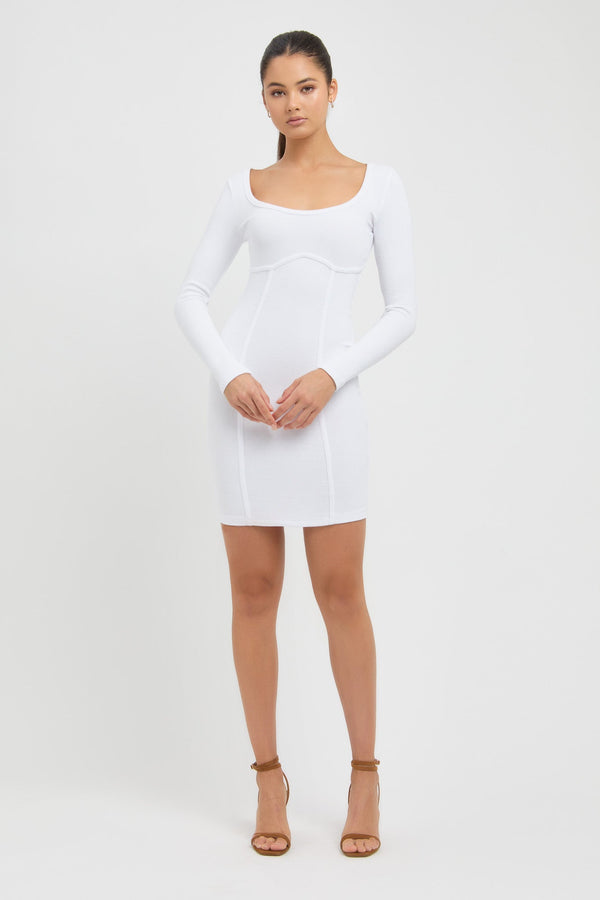 kookai Nalla Bind Long Sleeve Dress White