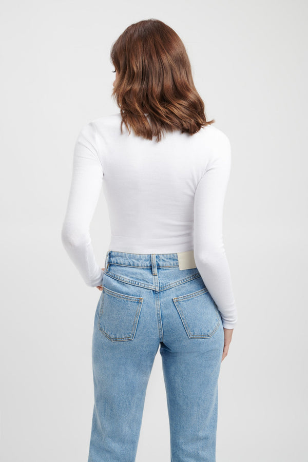 Kookai Nalla Long Sleeve Bind Top White