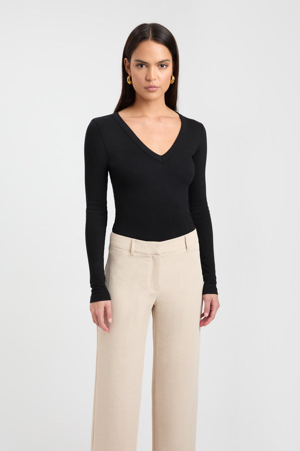 Kookai Nancy Long Sleeve Top Black