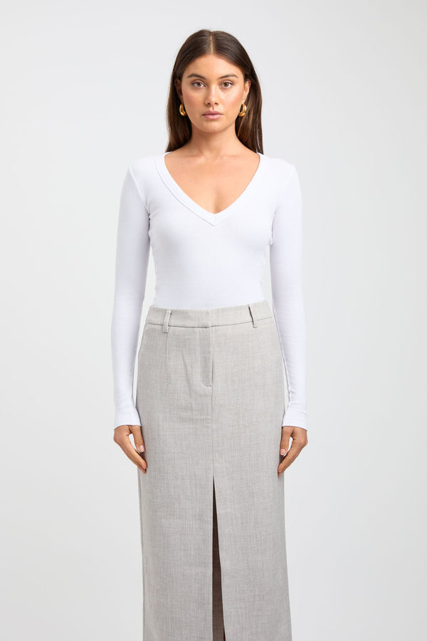 Kookai Nancy Long Sleeve Top White