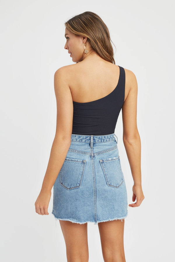 Kookai Naomi One Shoulder Crop Black