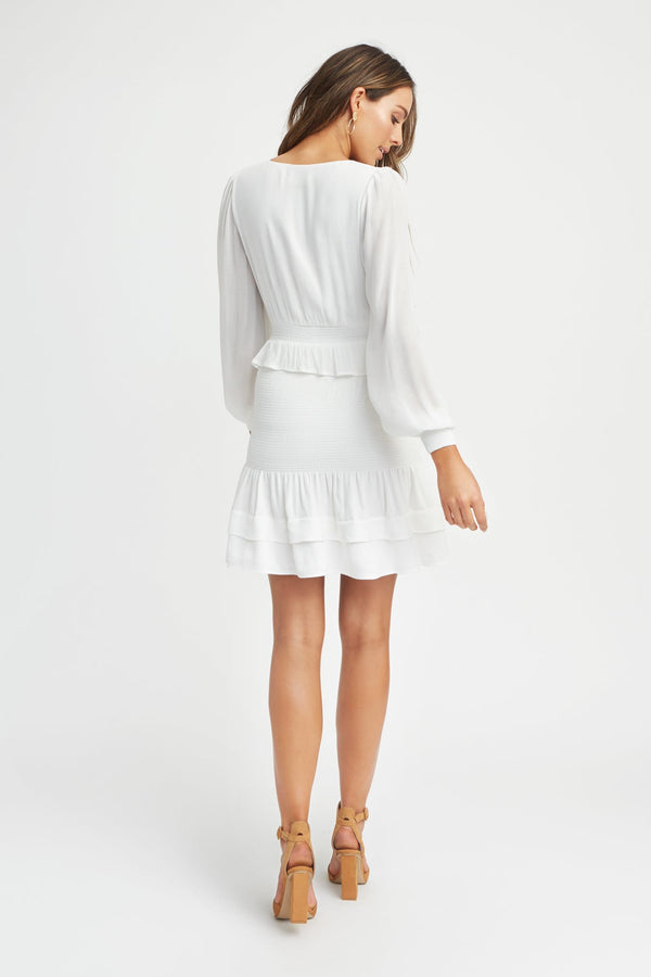Kookai Nausica Frill Dress Natural White