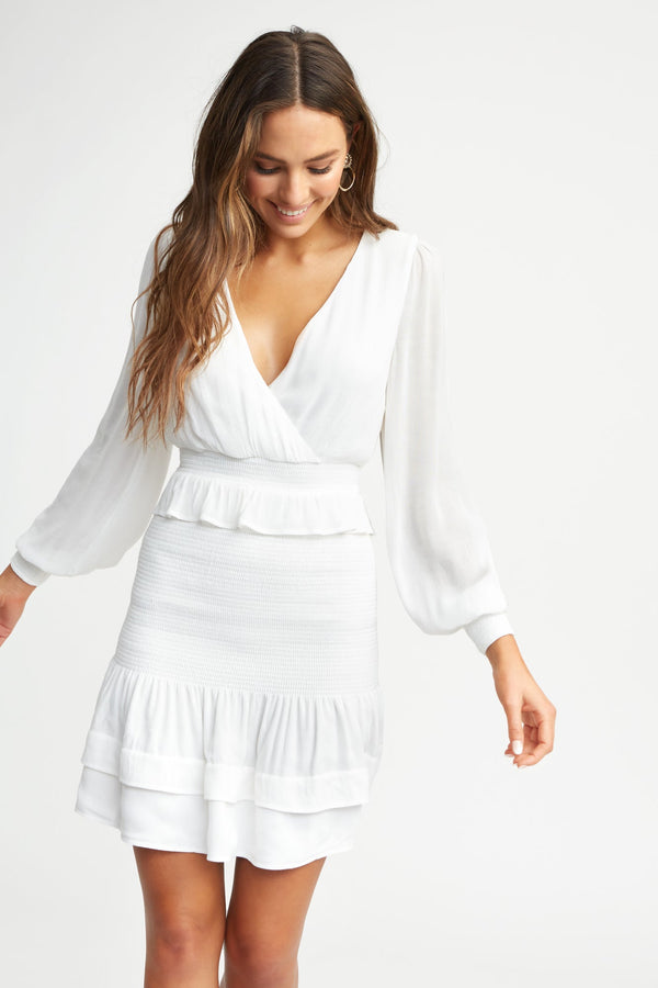 kookai Nausica Frill Dress Natural White
