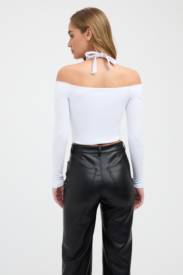 Kookai Nessa Long Sleeve Top White