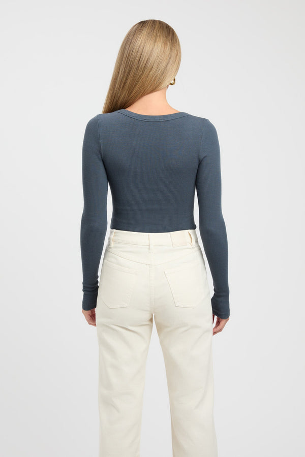 Kookai Nicole Long Sleeve Top Dark Slate