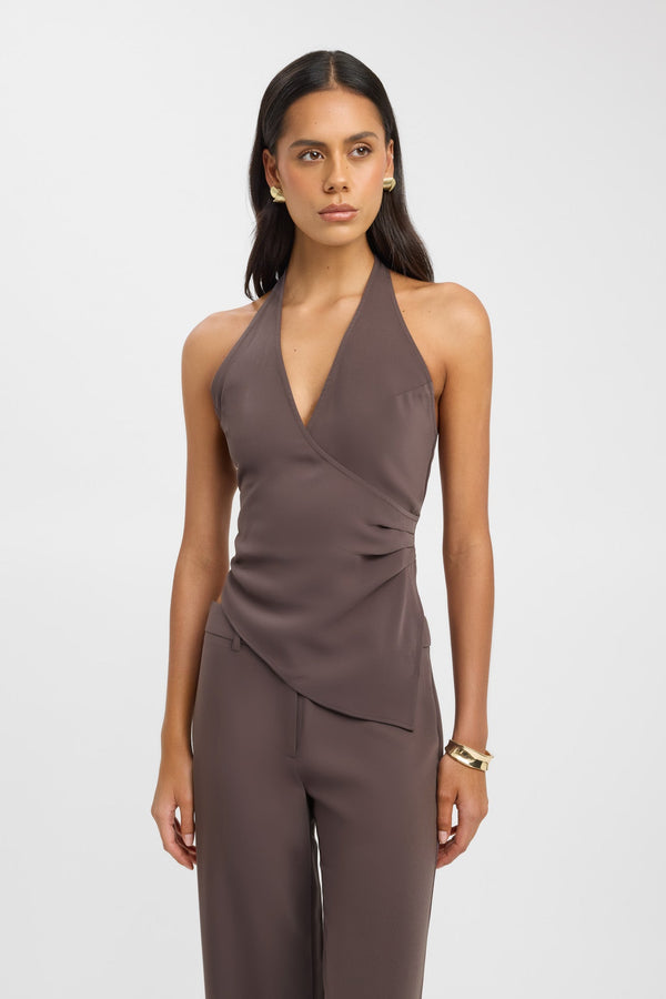 Kookai Norway Wrap Top Ganache