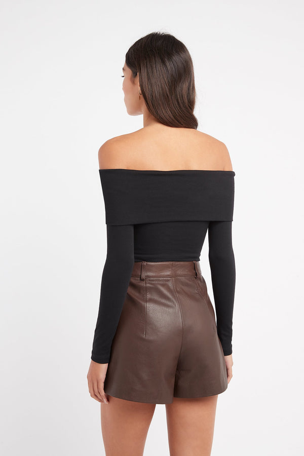 Kookai Olivia Off Shoulder Crop Black
