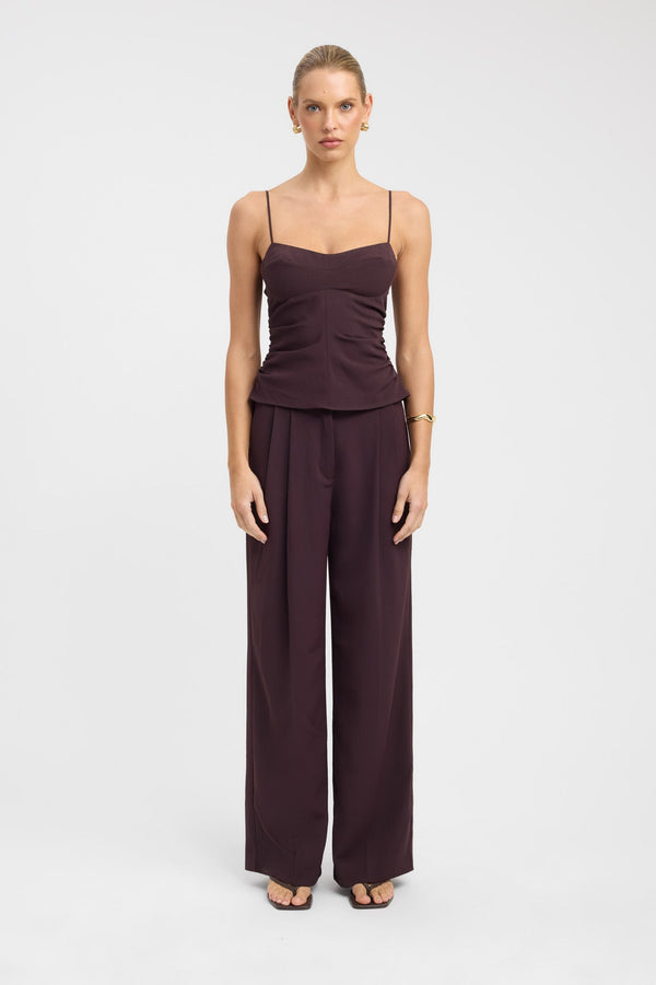 kookai Opal Cinch Top Mahogany