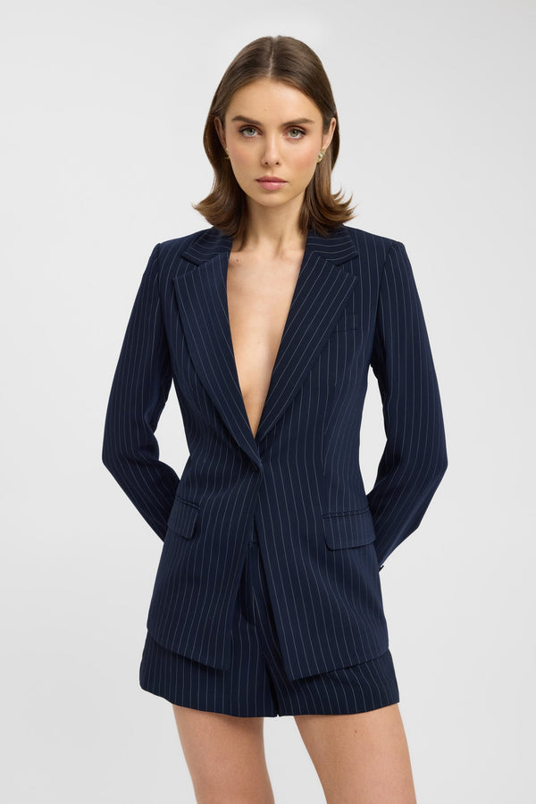 Kookai Oslo Cinched Blazer Navy/White