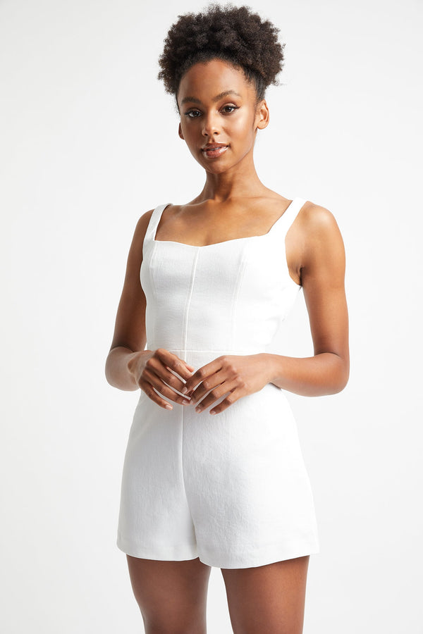 kookai Oyster Bustier Playsuit Natural White
