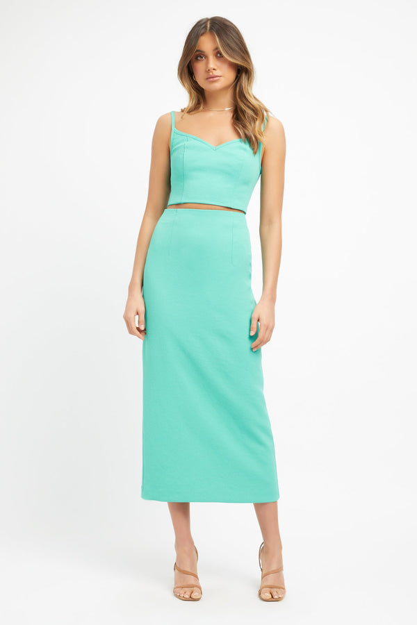 kookai Oyster Column Skirt Aqua Green