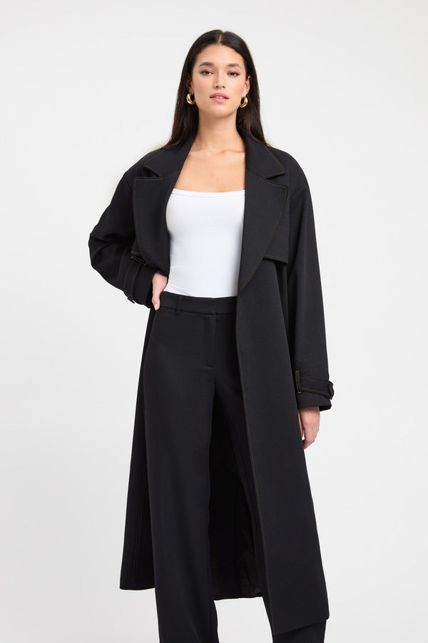 Kookai Oyster Contrast Trench Black