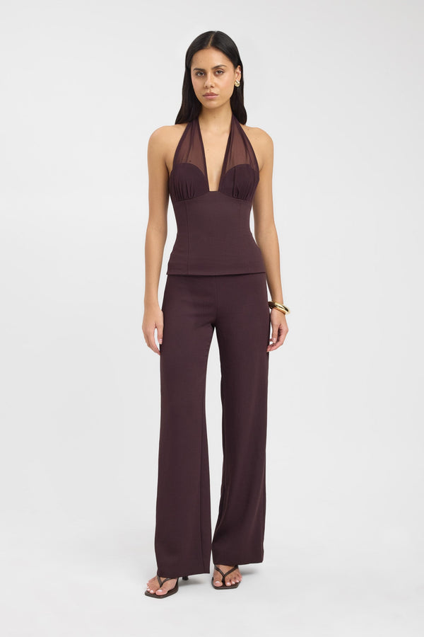 kookai Oyster Core Low Rise Pant Mahogany