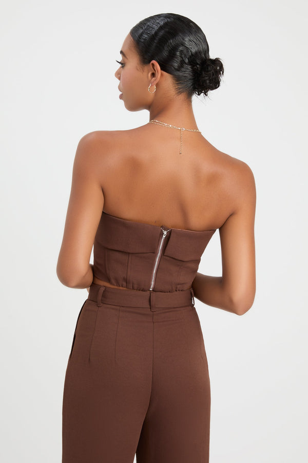 Kookai Oyster Corset Top Chocolate