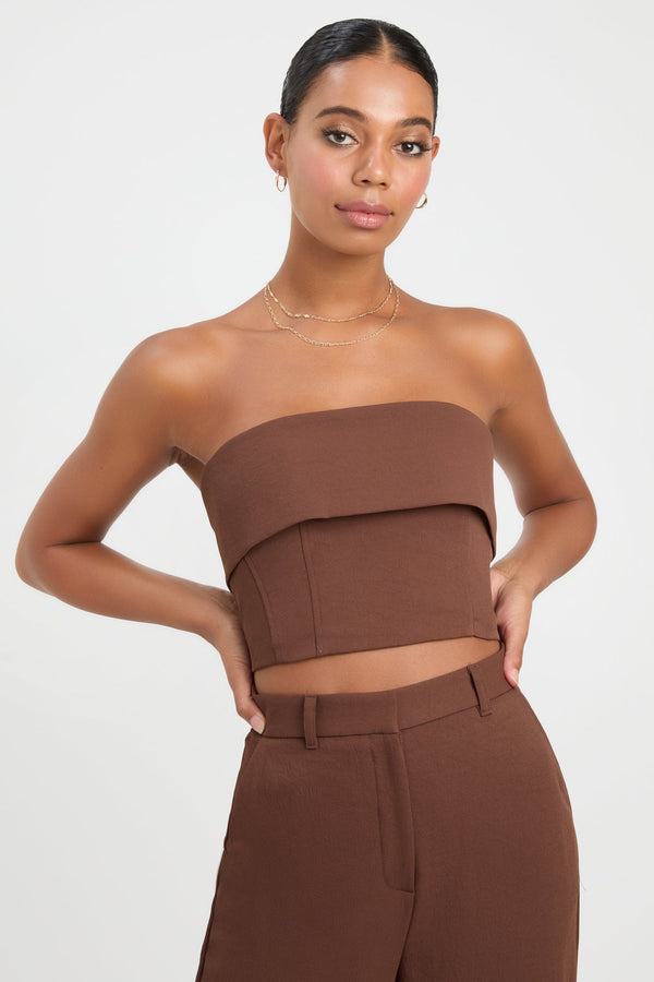 kookai Oyster Corset Top Chocolate